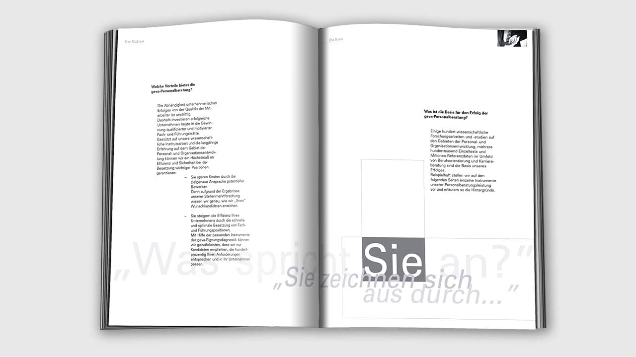 Referenz Grafikdesign München: Broschüre Personalberatung Innenseiten