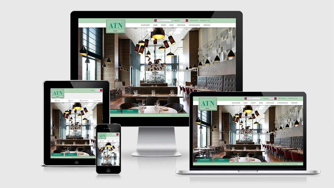 Webdesign Online Shop München: ATN Creative Cover Materials