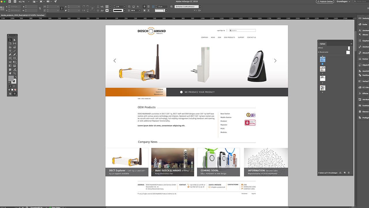Website Gestaltung Layout Dosch & Amand Products, Webdesign München