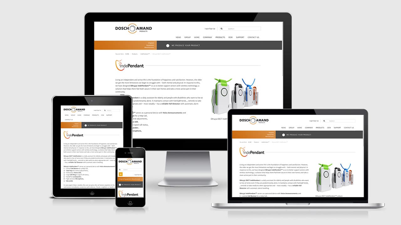 Website Gestaltung indePendant Dosch & Amand Products, Webdesign München